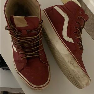Maroon Vans high tops